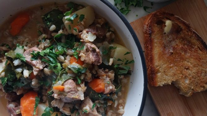 Hearty Grass Fed Lamb Stew with Pearl Barley